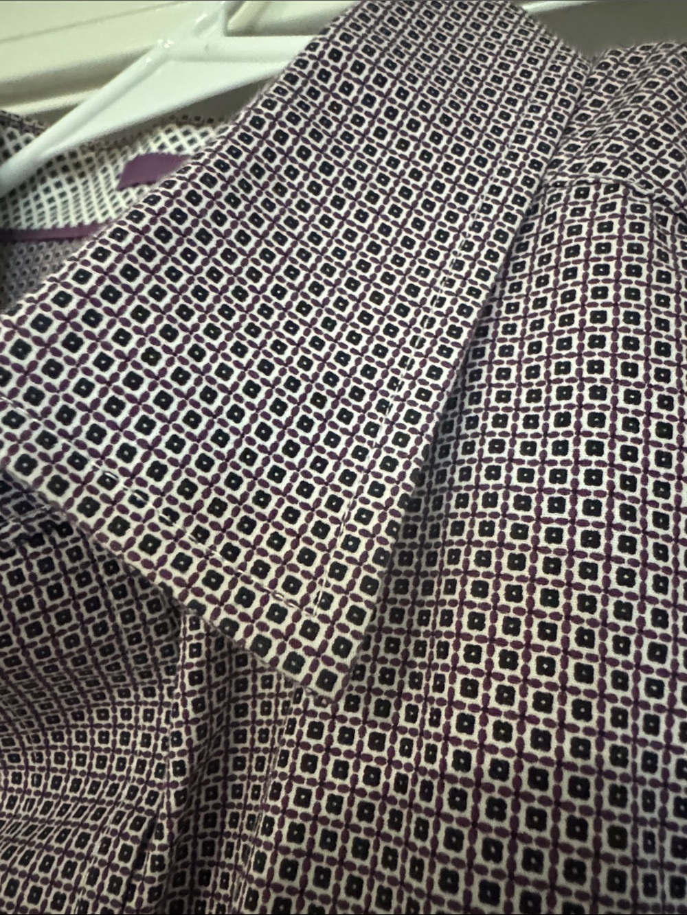 Johnston & Murphy Charcoal Plaid Button-Down and Purple Micro-Pattern Shirt - Picture 8 of 9